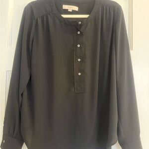 LOFT black Button-Front Blouse